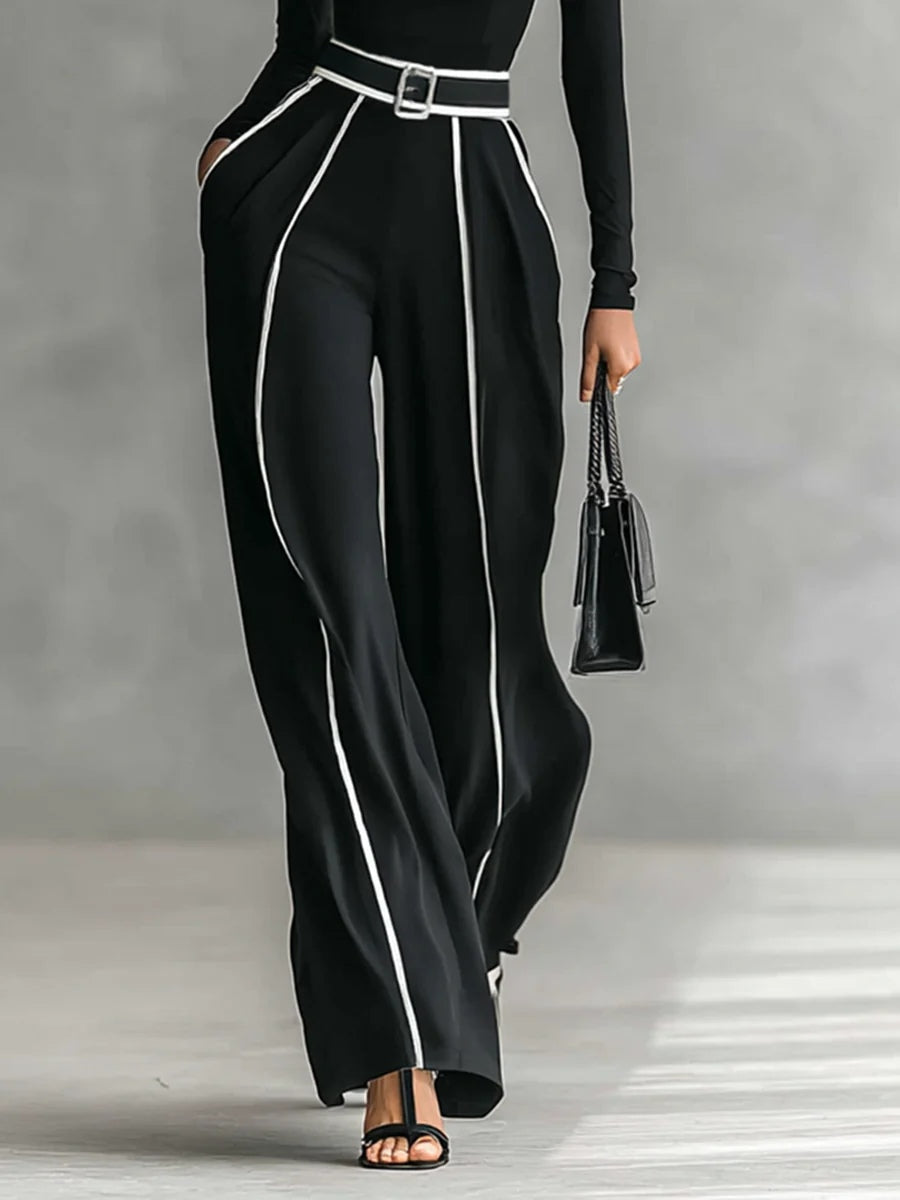 Orivé™ Conjunto elegante de dos piezas con cuello alto y pantalón ancho