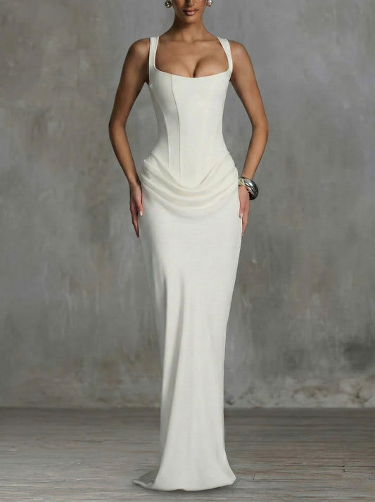 Orivé™ Vestido maxi de escote cuadrado