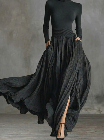 Orivé™ Vestido maxi de cintura alta