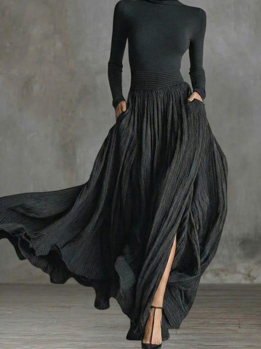 Orivé™ Vestido maxi de cintura alta