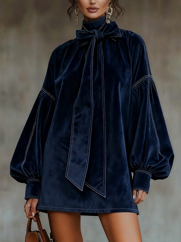 Orivé™ Vestido mini de terciopelo con lazada
