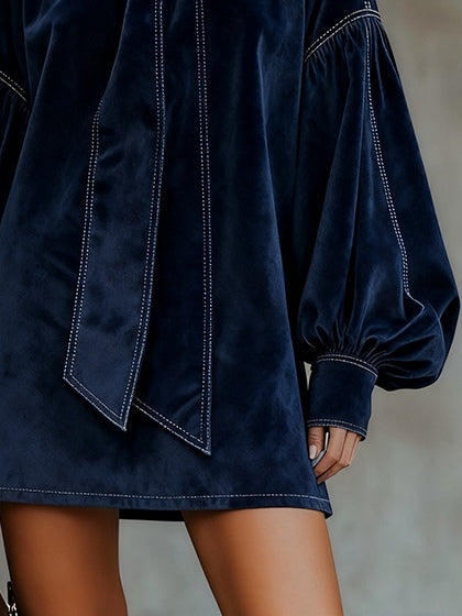 Orivé™ Vestido mini de terciopelo con lazada
