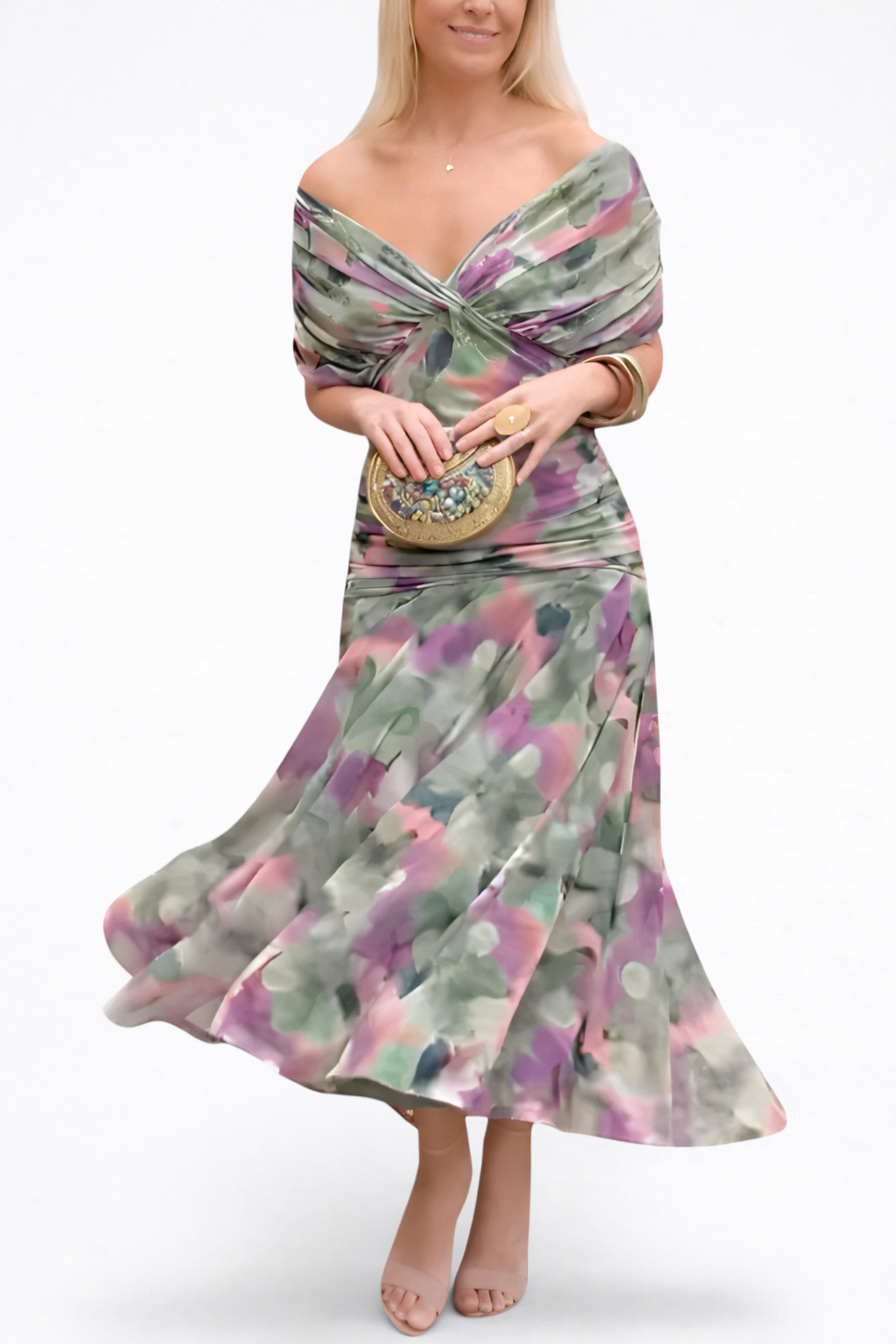 Orivé™ | Vestido Floral Largo con Escote en V