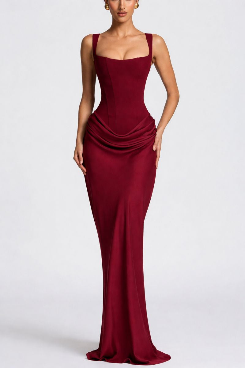 Orivé™ Vestido maxi de escote cuadrado