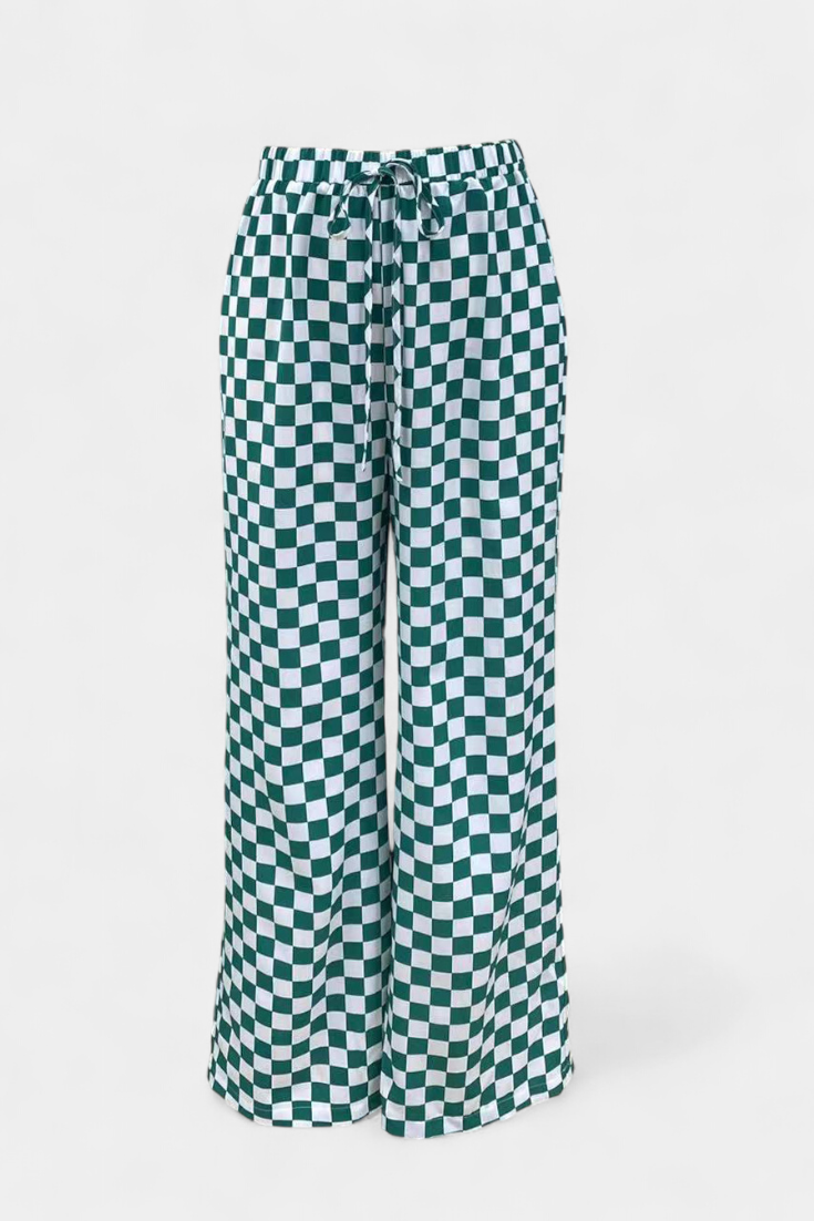 Orivé™ Hilaria Pantalones de Pierna Ancha con Estampado a Cuadros