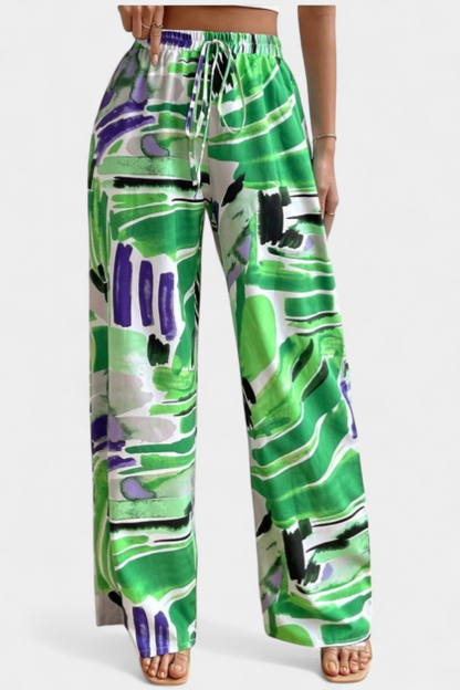 Orivé™ Senda Pantalones de Pierna Ancha con Estampado Abstracto