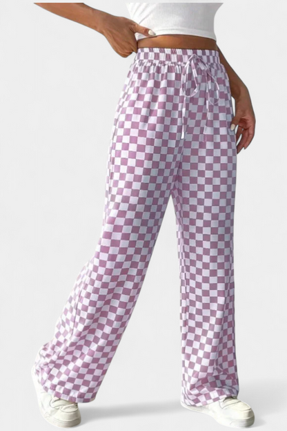 Orivé™ Hilaria Pantalones de Pierna Ancha con Estampado a Cuadros