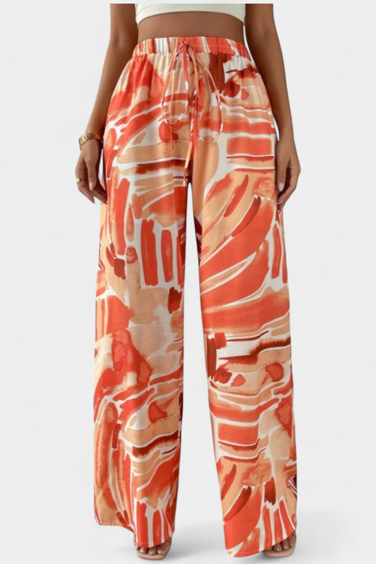 Orivé™ Senda Pantalones de Pierna Ancha con Estampado Abstracto