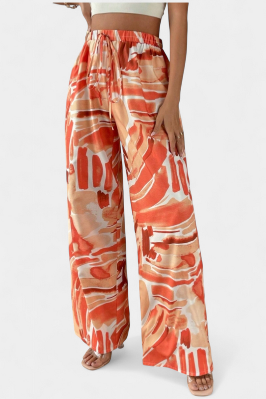 Orivé™ Senda Pantalones de Pierna Ancha con Estampado Abstracto
