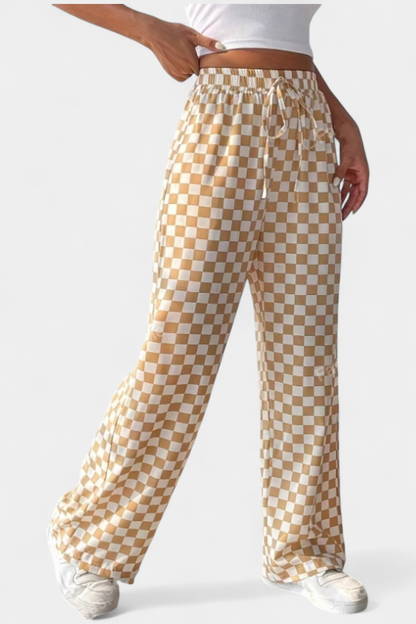 Orivé™ Hilaria Pantalones de Pierna Ancha con Estampado a Cuadros