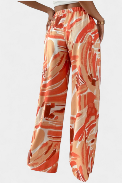 Orivé™ Senda Pantalones de Pierna Ancha con Estampado Abstracto