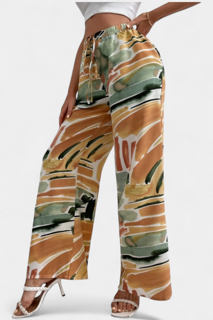 Orivé™ Senda Pantalones de Pierna Ancha con Estampado Abstracto